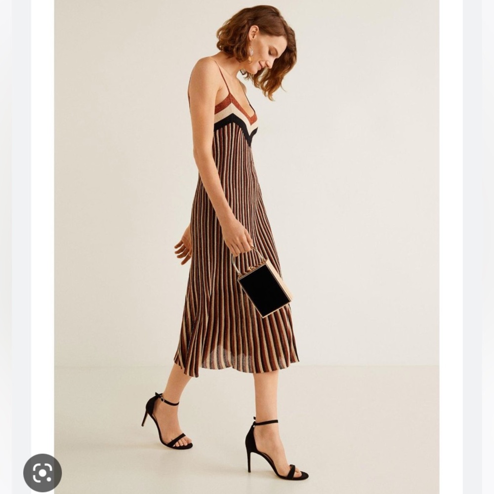 Mango Metallic Lame Swing Dress